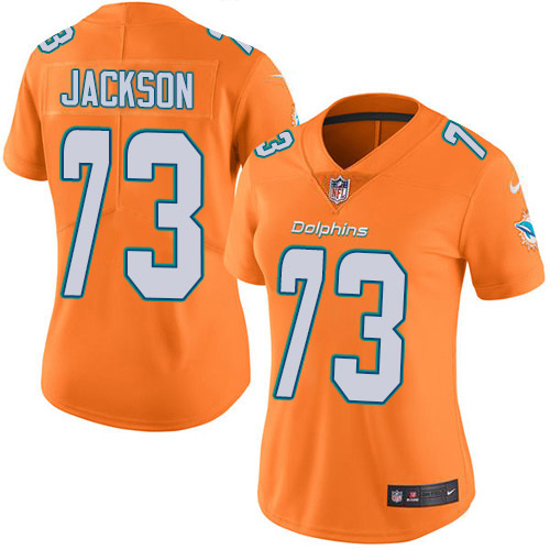 Nike Miami Dolphins #73 Austin Jackson Orange Women Stitched NFL Limited Rush Jersey